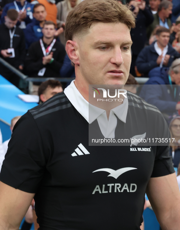 Jordie Barrett of New Zealand participates in the Autumn Nations Series International Rugby match between England and New Zealand at Allianz...