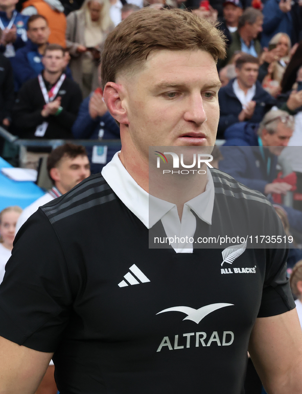 Jordie Barrett of New Zealand participates in the Autumn Nations Series International Rugby match between England and New Zealand at Allianz...