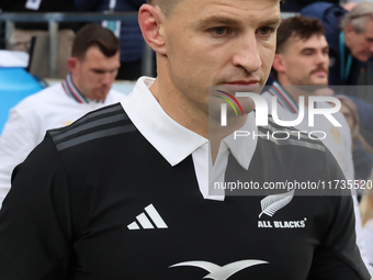 Beauden Barrett of New Zealand participates in the Autumn Nations Series International Rugby match between England and New Zealand at Allian...