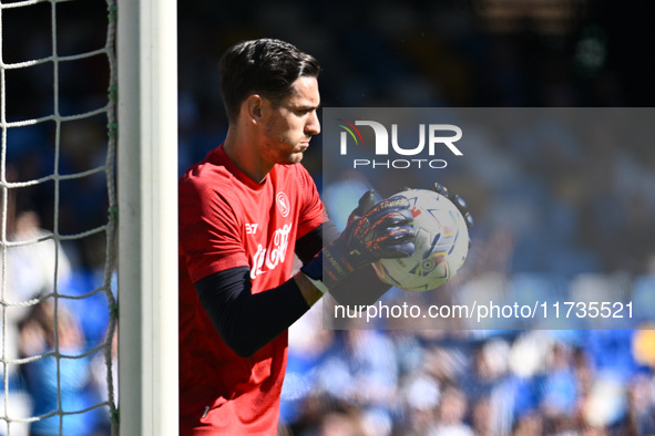 Alex Meret of S.S.C. Napoli participates in the 11th day of the Serie A Championship between S.S.C. Napoli and Atalanta B.C. at the Diego Ar...