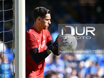 Alex Meret of S.S.C. Napoli participates in the 11th day of the Serie A Championship between S.S.C. Napoli and Atalanta B.C. at the Diego Ar...