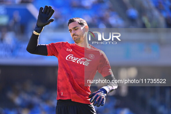 Alex Meret of S.S.C. Napoli participates in the 11th day of the Serie A Championship between S.S.C. Napoli and Atalanta B.C. at the Diego Ar...