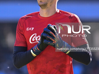 Alex Meret of S.S.C. Napoli participates in the 11th day of the Serie A Championship between S.S.C. Napoli and Atalanta B.C. at the Diego Ar...