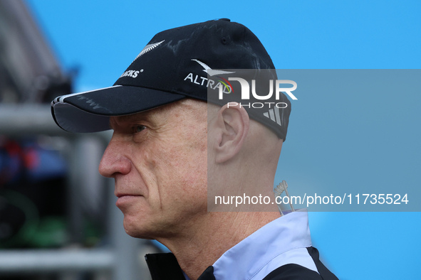 Mr. Evens stands before kick-off during the Autumn Nations Series International Rugby match between England and New Zealand at Allianz Stadi...