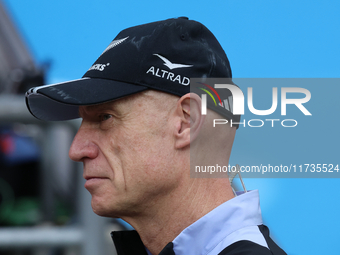 Mr. Evens stands before kick-off during the Autumn Nations Series International Rugby match between England and New Zealand at Allianz Stadi...