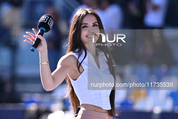 Giusy Meloni of DAZN attends the 11th day of the Serie A Championship between S.S.C. Napoli and Atalanta B.C. at the Diego Armando Maradona...