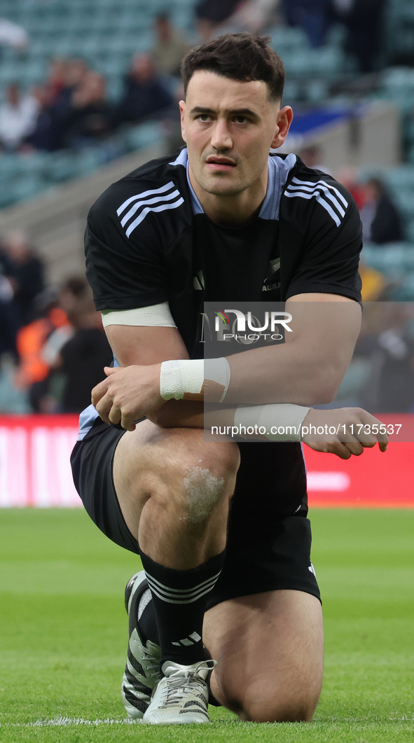 Will Jordan of New Zealand participates in the Autumn Nations Series International Rugby match between England and New Zealand at Allianz St...