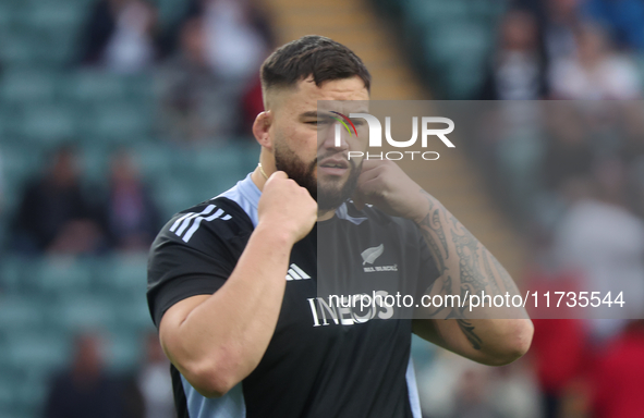 Tyrel Lomax of New Zealand participates in the Autumn Nations Series International Rugby match between England and New Zealand at Allianz St...