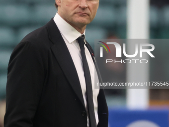 Scott Robertson is the Head Coach of New Zealand during the Autumn Nations Series International Rugby match between England and New Zealand...