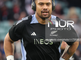 Asafo Aumua of New Zealand participates in the Autumn Nations Series International Rugby match between England and New Zealand at Allianz St...