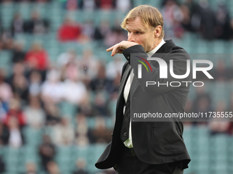 Scott Robertson is the Head Coach of New Zealand during the Autumn Nations Series International Rugby match between England and New Zealand...