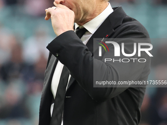 Scott Robertson is the Head Coach of New Zealand during the Autumn Nations Series International Rugby match between England and New Zealand...