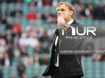 Scott Robertson is the Head Coach of New Zealand during the Autumn Nations Series International Rugby match between England and New Zealand...