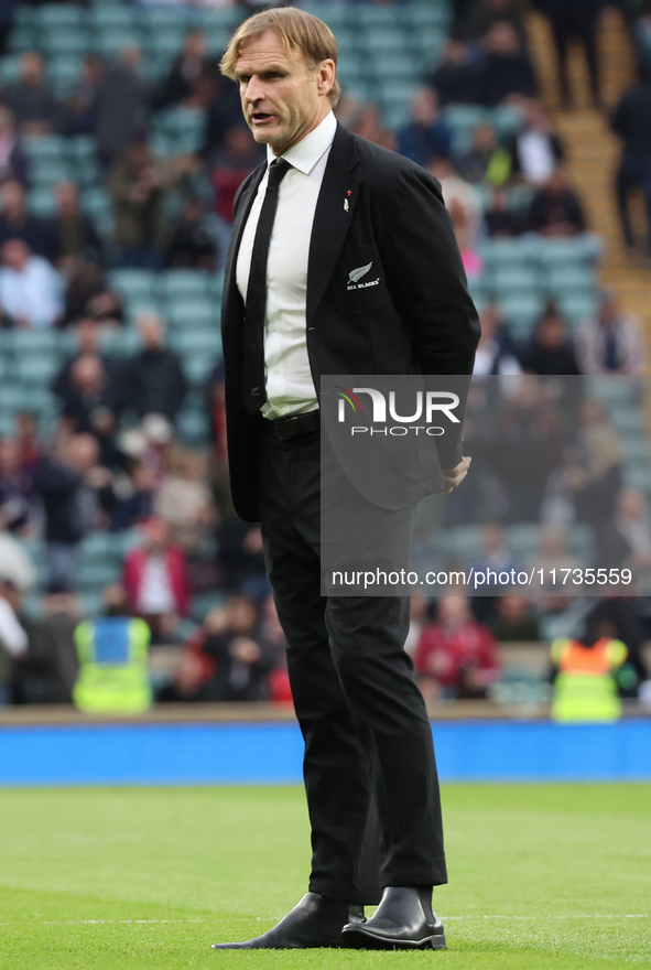 Scott Robertson is the Head Coach of New Zealand during the Autumn Nations Series International Rugby match between England and New Zealand...