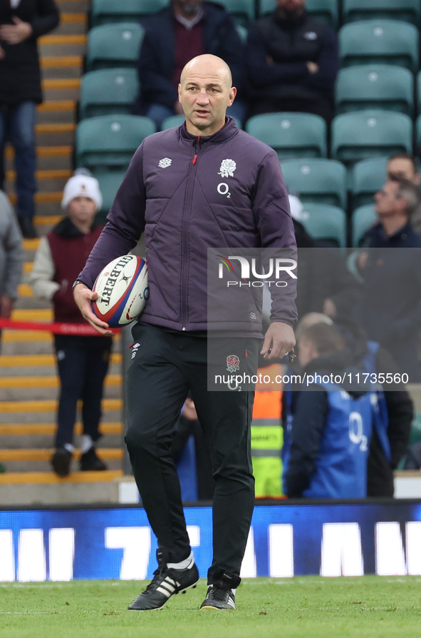 England's Coach Steve Borthwick is present during the Autumn Nations Series International Rugby match between England and New Zealand at All...