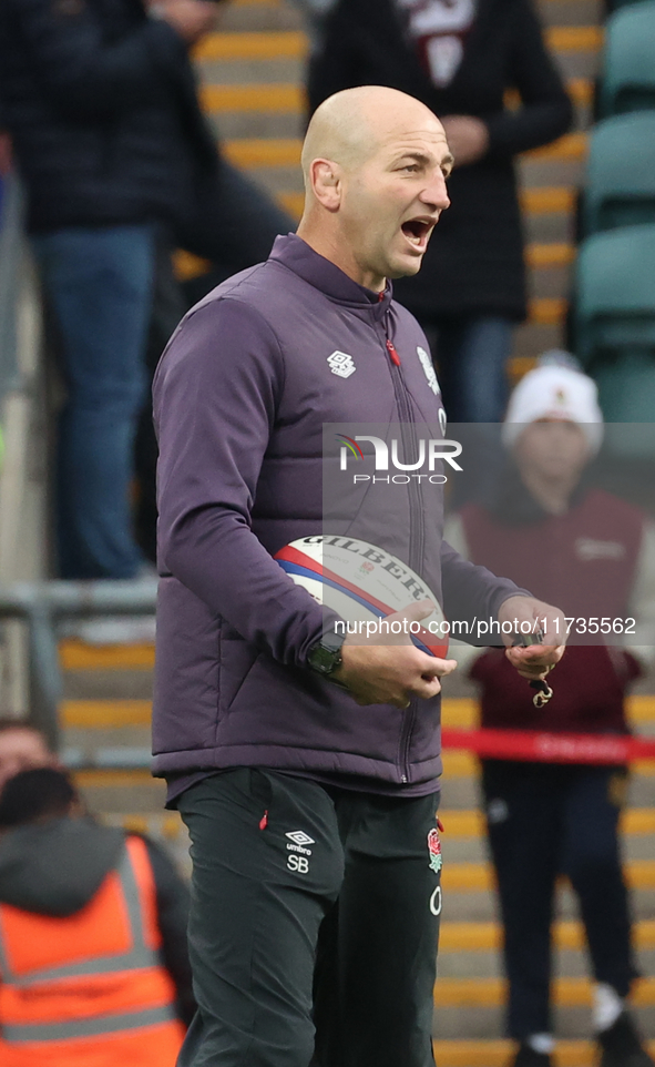 England's Coach Steve Borthwick is present during the Autumn Nations Series International Rugby match between England and New Zealand at All...