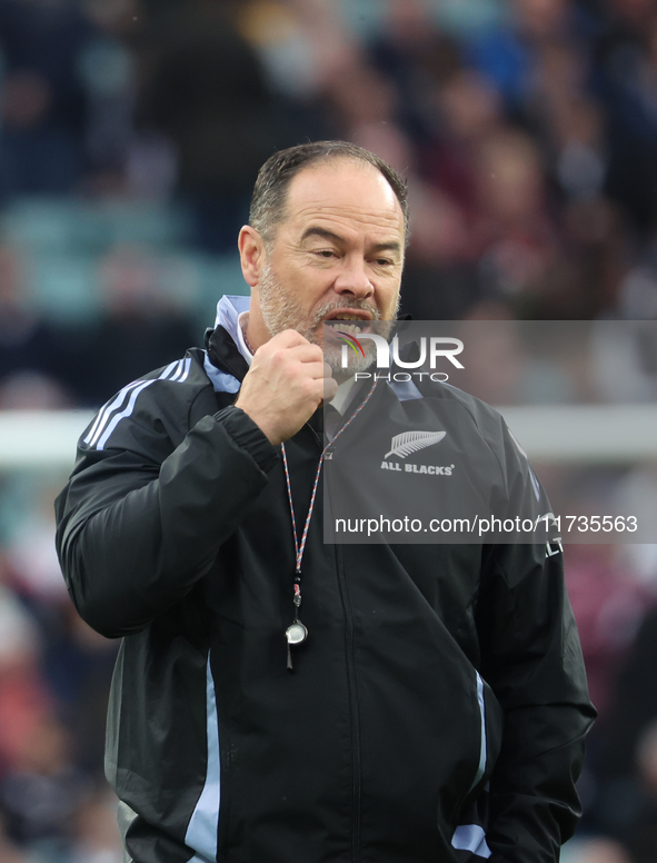 Scott Hensen serves as Assistant Coach during the Autumn Nations Series International Rugby match between England and New Zealand at Allianz...