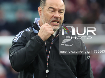 Scott Hensen serves as Assistant Coach during the Autumn Nations Series International Rugby match between England and New Zealand at Allianz...