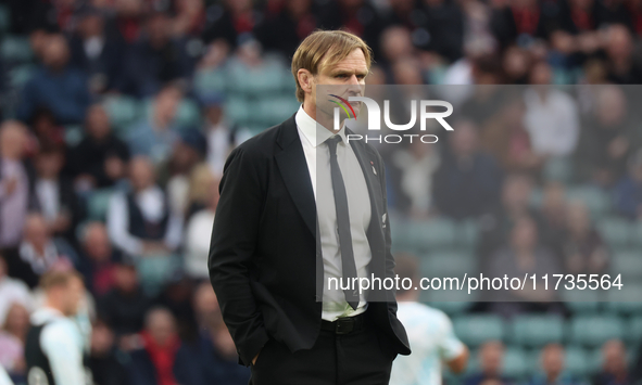 Scott Robertson is the Head Coach of New Zealand during the Autumn Nations Series International Rugby match between England and New Zealand...