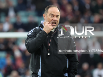 Scott Hensen serves as Assistant Coach during the Autumn Nations Series International Rugby match between England and New Zealand at Allianz...