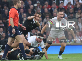 England's George Martin (Leicester City) participates in the Autumn Nations Series International Rugby match between England and New Zealand...