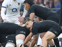 Cortez Ratima of New Zealand is in action during the Autumn Nations Series International Rugby match between England and New Zealand at Alli...