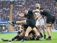 Cortez Ratima of New Zealand is in action during the Autumn Nations Series International Rugby match between England and New Zealand at Alli...