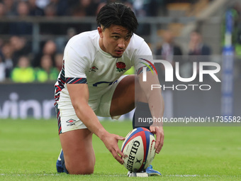 Marcus Smith of England (Harlequins) plays during the Autumn Nations Series International Rugby match between England and New Zealand at All...