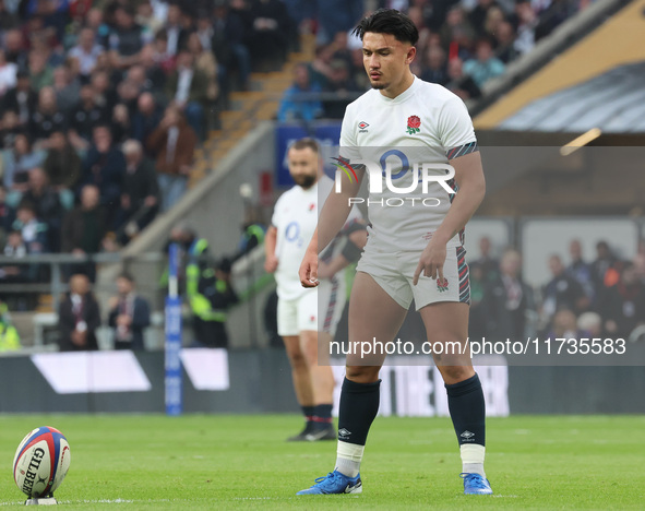 Marcus Smith of England (Harlequins) plays during the Autumn Nations Series International Rugby match between England and New Zealand at All...