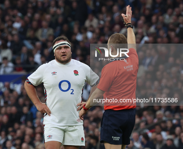 England's Jamie George (Saracens) participates in the Autumn Nations Series International Rugby match between England and New Zealand at All...