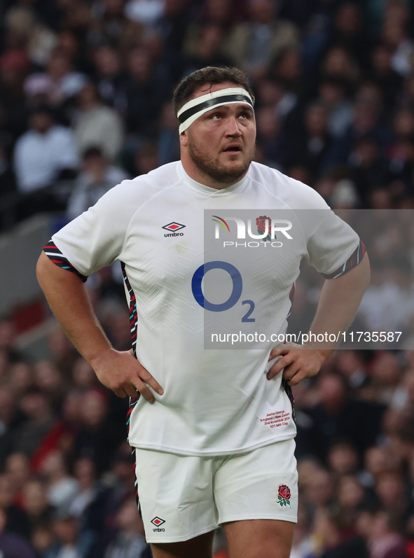 England's Jamie George (Saracens) participates in the Autumn Nations Series International Rugby match between England and New Zealand at All...