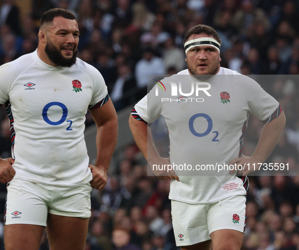 From left to right, England's Ellis Genge (Bristol Bears) and England's Jamie George (Saracens) during the Autumn Nations Series Internation...