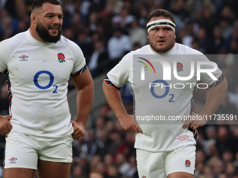 From left to right, England's Ellis Genge (Bristol Bears) and England's Jamie George (Saracens) during the Autumn Nations Series Internation...