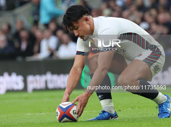 Marcus Smith of England (Harlequins) plays during the Autumn Nations Series International Rugby match between England and New Zealand at All...