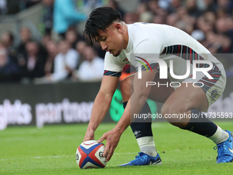 Marcus Smith of England (Harlequins) plays during the Autumn Nations Series International Rugby match between England and New Zealand at All...