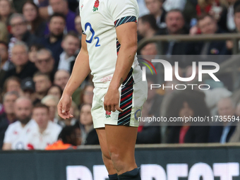 Marcus Smith of England (Harlequins) plays during the Autumn Nations Series International Rugby match between England and New Zealand at All...