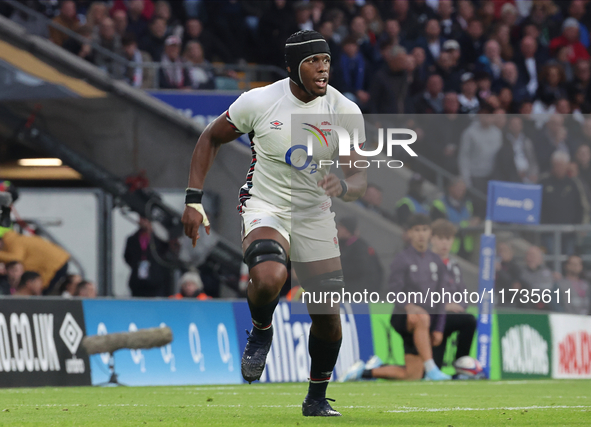 England's Maro Itoje (Saracens) is in action during the Autumn Nations Series International Rugby match between England and New Zealand at A...