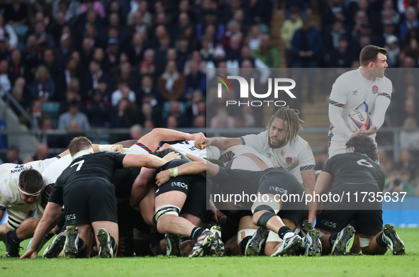 Chandler Cunningham-South of England (Harlequins) plays during the Autumn Nations Series International Rugby match between England and New Z...