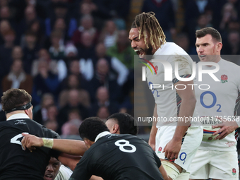 Chandler Cunningham-South of England (Harlequins) plays during the Autumn Nations Series International Rugby match between England and New Z...