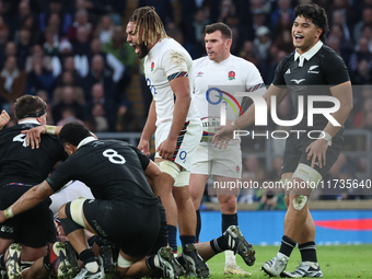 Chandler Cunningham-South of England (Harlequins) plays during the Autumn Nations Series International Rugby match between England and New Z...