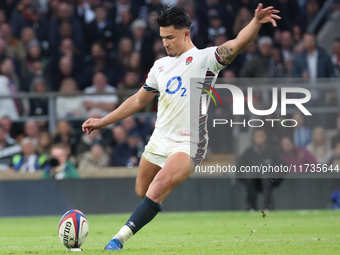 Marcus Smith of England (Harlequins) plays during the Autumn Nations Series International Rugby match between England and New Zealand at All...