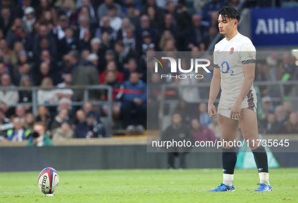 Marcus Smith of England (Harlequins) plays during the Autumn Nations Series International Rugby match between England and New Zealand at All...