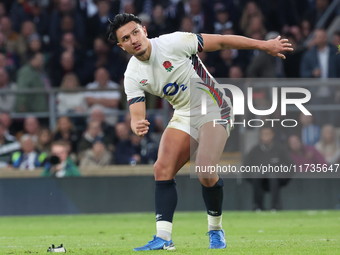 Marcus Smith of England (Harlequins) plays during the Autumn Nations Series International Rugby match between England and New Zealand at All...