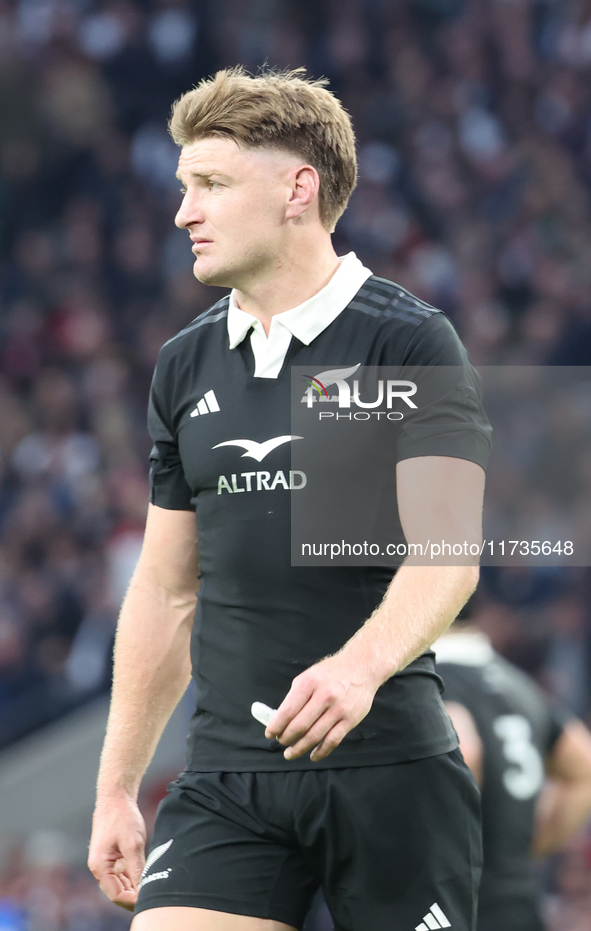 Jordie Barrett of New Zealand participates in the Autumn Nations Series International Rugby match between England and New Zealand at Allianz...