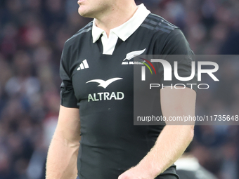 Jordie Barrett of New Zealand participates in the Autumn Nations Series International Rugby match between England and New Zealand at Allianz...