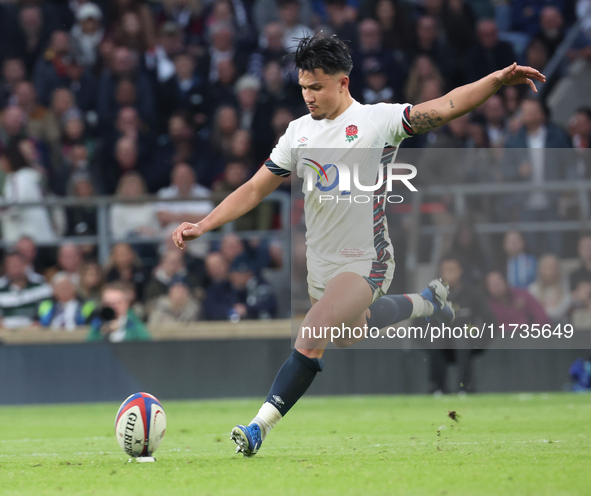 Marcus Smith of England (Harlequins) plays during the Autumn Nations Series International Rugby match between England and New Zealand at All...