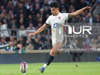 Marcus Smith of England (Harlequins) plays during the Autumn Nations Series International Rugby match between England and New Zealand at All...