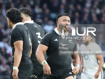 Asafo Aumua of New Zealand participates in the Autumn Nations Series International Rugby match between England and New Zealand at Allianz St...