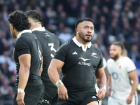 Asafo Aumua of New Zealand participates in the Autumn Nations Series International Rugby match between England and New Zealand at Allianz St...