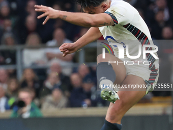 Marcus Smith of England (Harlequins) plays during the Autumn Nations Series International Rugby match between England and New Zealand at All...